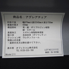 【２脚セット】ミーティングチェア 会議用椅子 固定脚 アグレアチェア 幅475×奥行545×高さ750mm (AA16)の画像