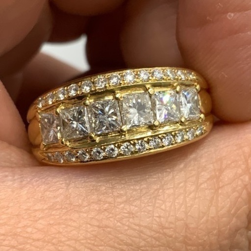 K18 18金　ダイヤモンドリング　1.45ct 0.26ct 7.8g 約18号