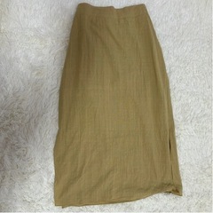 ロングスカート イエロー 綿 ウエストゴム 春 夏服 サイドスリット