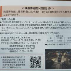 鉄道博物館入館割引券　の画像