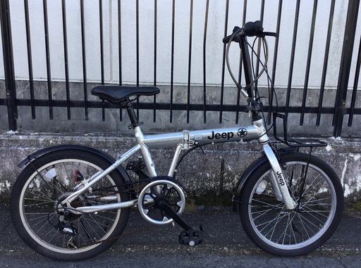 ＜整備済・良品＞ジープ・Jeep 20インチ折りたたみ自転車・リンクル塗装・シルバー・清掃済