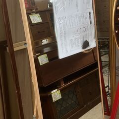 未使用 市場株式会社 ワイドスタンドミラー 日本製 天然木 当店組立品 No.649● ※現金、クレジット、スマホ決済対応※