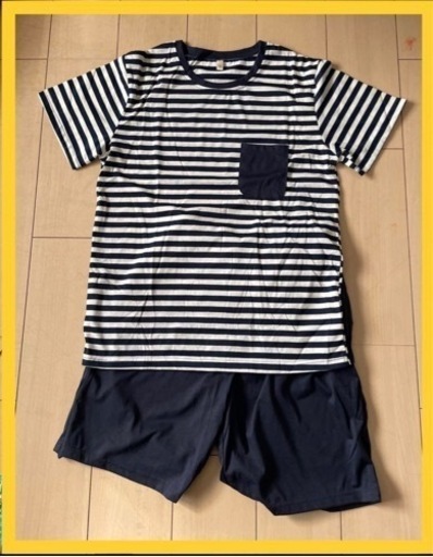 【新品・未使用品】メンズパジャマ　Tシャツ　夏　半袖　ハーフパンツ付き　ボーダー