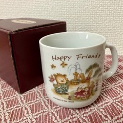 くま うさぎ レトロデザイン マグカップ Happy Friend A&Aの画像