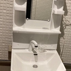 洗面化粧台 600mm 陶器製ボウル シングルレバーシャワー曇り止めヒーター付の画像