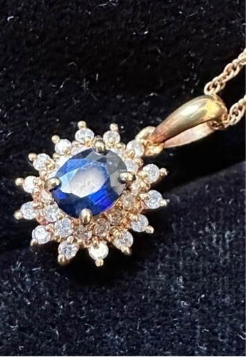 K18　ネックレス　サファイヤ　ダイヤ　ペンダント S0.43 D0.20