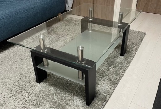家具 ガラス天板ローテーブル