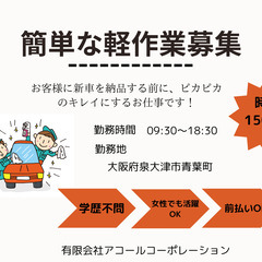 倉庫での軽作業募集【泉大津市・前払いに対応・未経験OK・女性OK...