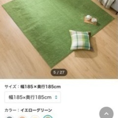 ニトリ ほこりが取れやすい洗えるラグ 185×185 （グリーン）