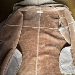 pink adobe フェイクムートン ムートンコート フーディー　L の画像