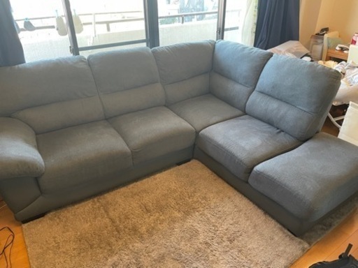 ニトリ　L字型ソファ　グレー