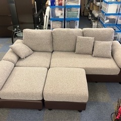 【中古美品】カウチソファ 3人掛け オットマン付き 分割可能 ブラウン系