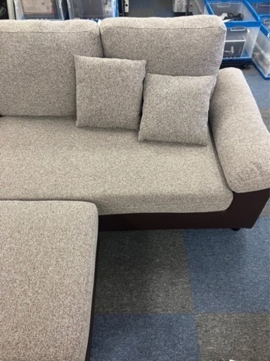 【中古美品】カウチソファ 3人掛け オットマン付き 分割可能 ブラウン系