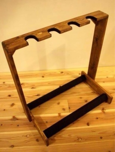 ギタースタンド★4本掛け★ウォルナットカラー★ベーススタンド