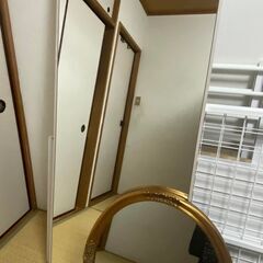 大型鏡とアンティーク風鏡 ２点セット