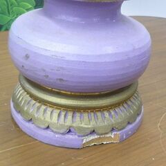 ① バリ島 雑貨 パユン パープル 高さ約97cm 台座に欠けあり 木製 置物 インテリア バリ傘 日傘 札幌市 豊平区 西岡の画像