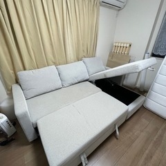 ニトリ　布張りカウチソファベッド (ノアーク２ GY)の画像