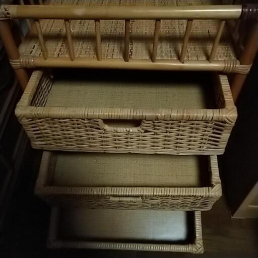 ラタン ランドリーチェスト シェルフ アンティーク