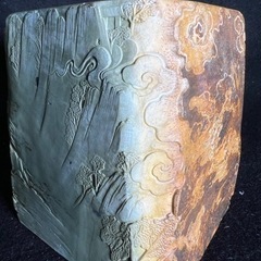 
掘り出しの骨董緑端渓彫刻松刻　鑑賞石 天然石  鉱物 アンティーク高さ15cmの画像