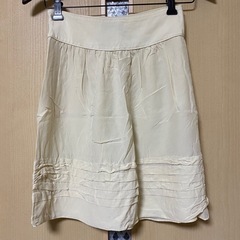 BANANA REPUBLIC バナナ リパブリック ひざ丈 スカート シルク 絹 100% アイボリー 0の画像