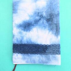 文庫本カバー　藍染 刺繍付きBook cover indigo（EnglishOK）の画像