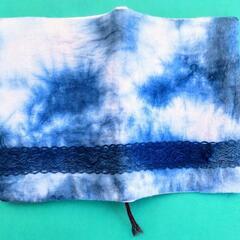 文庫本カバー　藍染 刺繍付きBook cover indigo（EnglishOK）の画像
