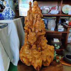 【愛品倶楽部柏店】 特大 七福神 一木造 木像  