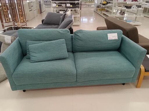 ☆ジモティ割あり☆ ソファー グリーン H64×D91×W165 クリーニング済み