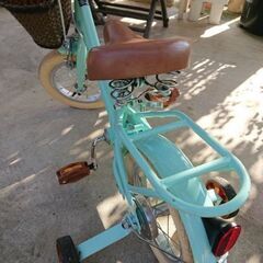 【決まりました】補助輪付きSTITCH自転車12インチ　3〜6歳　かわいいミントグリーンの画像