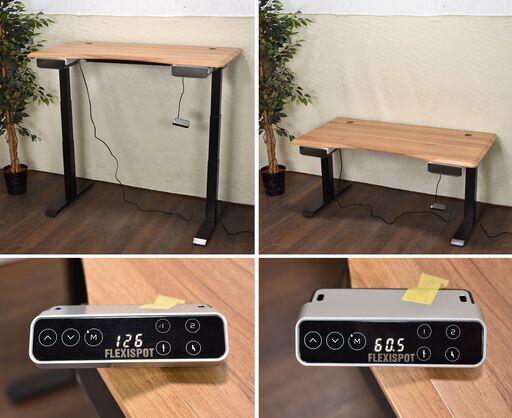 【ヤ取終了2/19】≪zyt1276ジ≫ FLEXISPOT/フレキシスポット 電動昇降デスク E7B？ カーブ型天板 幅140cm 