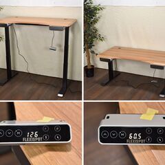 【ヤ取終了2/19】≪zyt1276ジ≫ FLEXISPOT/フレキシスポット 電動昇降デスク E7B？ カーブ型天板 幅140cm HS13A-1 スタンディングデスク 51213-04の画像