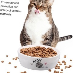 POPETPOP 素敵な ボウル 食べ物 猫 セラミック 皿 水用 の画像