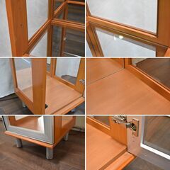 【ヤ取終了6/6】≪zyt1277ジ≫ モリタインテリア工業 ニール3115キュリオ BR 幅45cm 高180cm 現状品 ガラスケース/キュリオケース 60110-14の画像