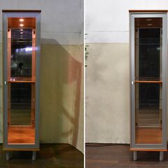 【ヤ取終了6/6】≪zyt1277ジ≫ モリタインテリア工業 ニール3115キュリオ BR 幅45cm 高180cm 現状品 ガラスケース/キュリオケース 60110-14の画像