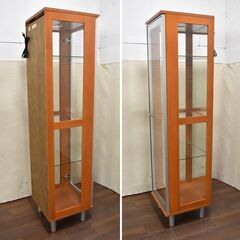 【ヤ取終了6/6】≪zyt1277ジ≫ モリタインテリア工業 ニール3115キュリオ BR 幅45cm 高180cm 現状品 ガラスケース/キュリオケース 60110-14の画像