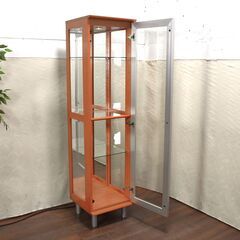 【ヤ取終了6/6】≪zyt1277ジ≫ モリタインテリア工業 ニール3115キュリオ BR 幅45cm 高180cm 現状品 ガラスケース/キュリオケース 60110-14の画像
