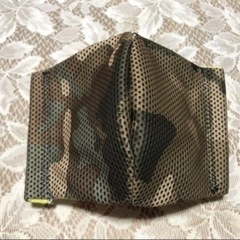 ハンドメイド　冷感素材マスク　迷彩柄