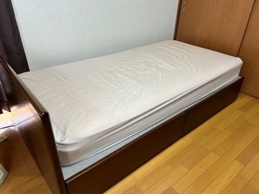【収納助かる！引き出し付きベッド】マットレス、掛け布団セット