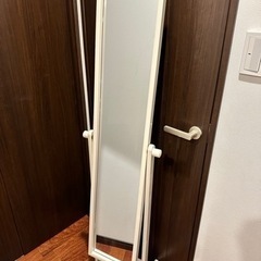 【スタンドミラー】キャスター付き　ホワイト　全身鏡　姿見