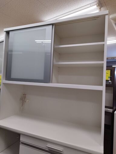 松田家具 キッチンボード レンジボード ソフトクローズレール採用 ブランカ 作業台付 食器棚 収納キッチン モイス加工 幅117cm おしゃれ クリーニング済 堺市 石津【ジャングルジャングルサカイ石津店 松田家具 キッチンボード レンジボード ソフトクローズレール採用