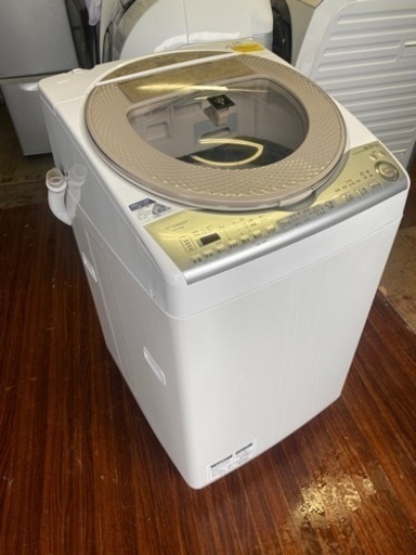 福岡市内配送設置無料　ES-TX8B-N 縦型洗濯乾燥機 ゴールド系 [洗濯8.0kg /乾燥4.5kg /ヒーター乾燥(排気タイプ) /上開き]