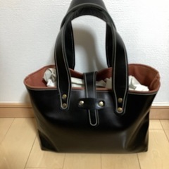 国産⭐️他のサイト引合有り⭐️早いもの勝ち◆アンティーク金古美ブラックレザートートバッグ　作家手作りの一点ものです★　本革日本製帆布鞄ハンドメイドの画像