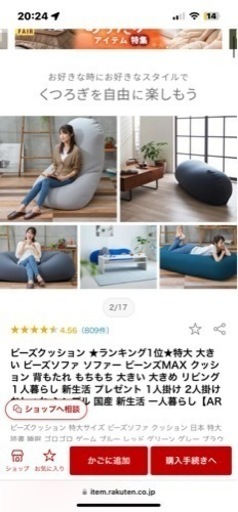 ブラウンビーズクッション
