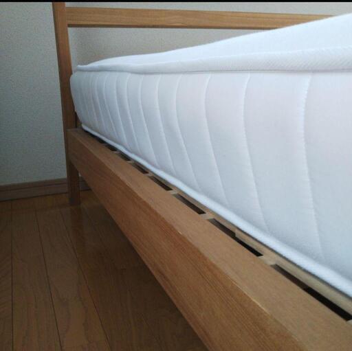 無印良品 タモ材 ベッドフレーム 高密度ポケットコイルマットレス