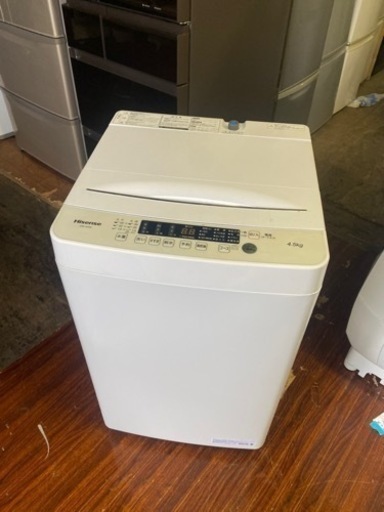 北九州市内配送無料　保証付き　2020年式　ハイセンス 全自動 洗濯機 4.5kg ホワイト HW-K45E 最短10分洗濯 真下排水 予約機能 スリム 風乾燥 強力洗浄 一人暮らし 二人分のお洗濯！