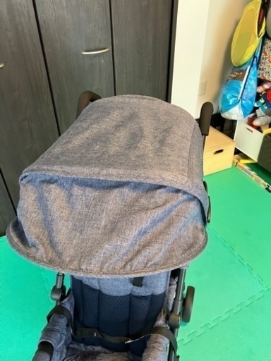 【美品】キンダーワゴン、DUOシティHOPII グレーデニム 、二人乗り