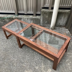 【あげます】【無料】木製　伸長式　ローテーブル　センターテーブル　ガラステーブルの画像