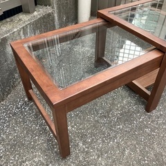 【あげます】【無料】木製　伸長式　ローテーブル　センターテーブル　ガラステーブルの画像