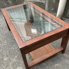 【あげます】【無料】木製　伸長式　ローテーブル　センターテーブル　ガラステーブルの画像