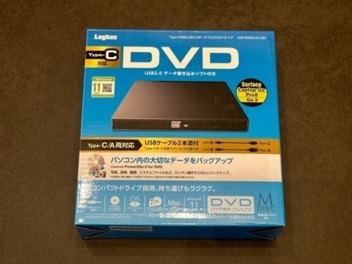 【未使用】Type-Cケーブル付 USB2.0ポータブルDVDドライブ　ブラック